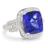 Once Upon A Diamond Ring White Gold GIA Certified Tanzanite Criss Cross Ring with Diamonds in White Gold