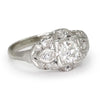 Art Deco Old Euro Diamond Engagement Ring 14K Platinum .65ct
