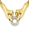 Once Upon A Diamond Necklace White & Yellow Gold Double Panther Clasping Diamond O-Ring Necklace 14K Gold