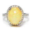 Once Upon A Diamond Ring Oval Opal Halo Ring with Diamond Accents 18K 5.50ctw