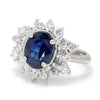 Once Upon A Diamond Ring Platinum Certified Oval Blue Sapphire Ring with Diamonds Platinum 3.45ctw