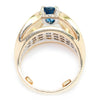 Once Upon A Diamond Ring White & Yellow Gold Pear Cut Blue Topaz Ring with Diamonds 14K 2-Tone Gold 1.75ctw