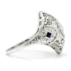 Art Deco Old Mine Cut Diamond Ring with Sapphires 18K 0.85ctw