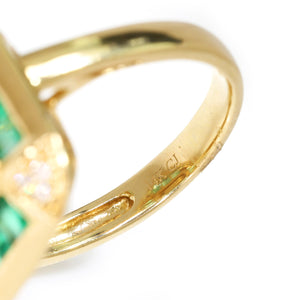 Opal & Emerald Halo Ring with Diamonds 14Kt Yellow Gold 3.04ctw