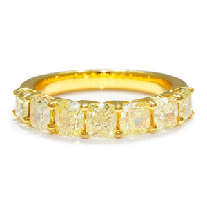 Once Upon A Diamond Band Yellow Gold 2.90ctw Natural Fancy Yellow Cushion Diamond Band 18K Yellow Gold