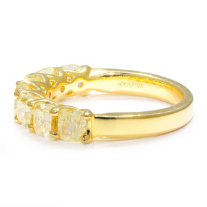 Once Upon A Diamond Band Yellow Gold 2.90ctw Natural Fancy Yellow Cushion Diamond Band 18K Yellow Gold