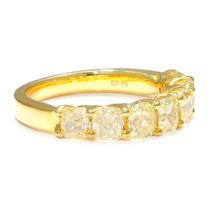 Once Upon A Diamond Band Yellow Gold 2.90ctw Natural Fancy Yellow Cushion Diamond Band 18K Yellow Gold