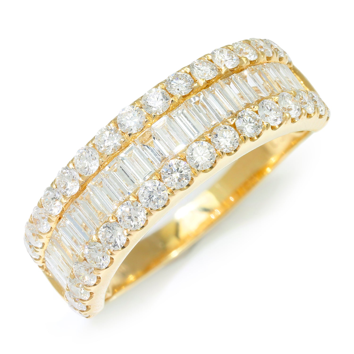 Once Upon A Diamond Band Yellow Gold Baguette & Round Diamond Anniversary Band 14K Yellow Gold 1.63ctw