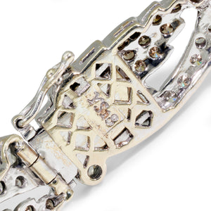 Once Upon A Diamond Bracelet White & Black Oxidized Gold Diamond Leaf Bracelet with Fancy Brown Accents White Gold 5.75ctw