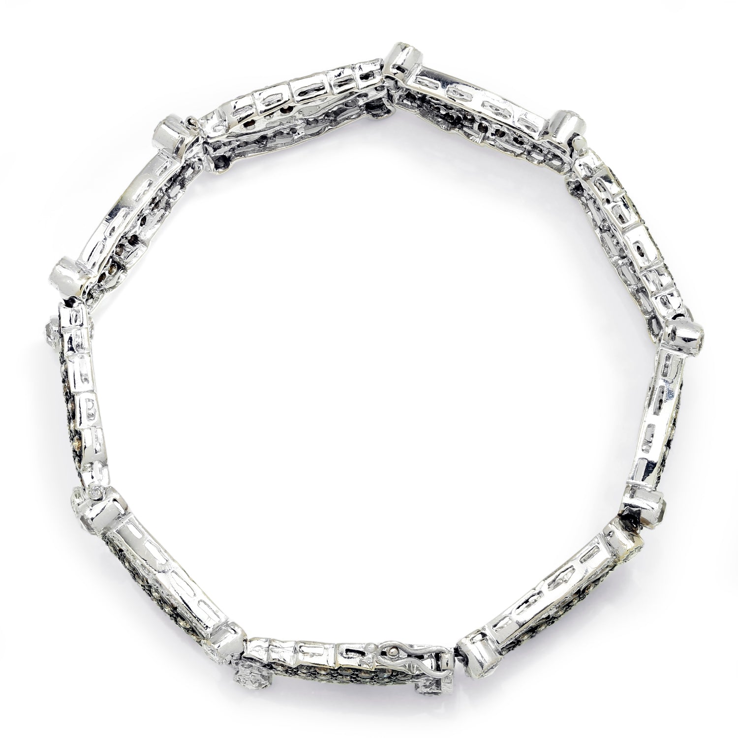 Once Upon A Diamond Bracelet White & Black Oxidized Gold Diamond Leaf Bracelet with Fancy Brown Accents White Gold 5.75ctw