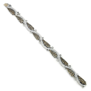 Once Upon A Diamond Bracelet White & Black Oxidized Gold Diamond Leaf Bracelet with Fancy Brown Accents White Gold 5.75ctw