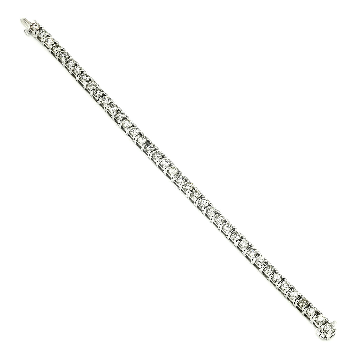 Once Upon A Diamond Bracelet White Gold 10.00 Carat Round Diamond Tennis Line Bracelet 14k White Gold 7"