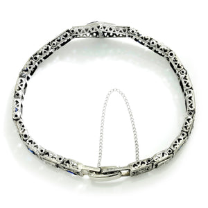Once Upon A Diamond Bracelet White Gold & Silver Antique Art Deco Diamond Bracelet with Sapphires White Gold & Silver