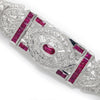Once Upon A Diamond Bracelet White Gold Vintage Art Deco Style Ruby Bracelet with Diamonds White Gold
