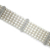 Once Upon A Diamond Bracelet White Gold Vintage Multi-Row Pearl Bracelet with Diamonds 18K White Gold