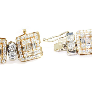 Once Upon A Diamond Bracelet White & Yellow Gold 10.00ctw Invisible Set Round & Baguette Diamond Bracelet Two-Tone Gold