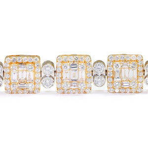 Once Upon A Diamond Bracelet White & Yellow Gold 10.00ctw Invisible Set Round & Baguette Diamond Bracelet Two-Tone Gold