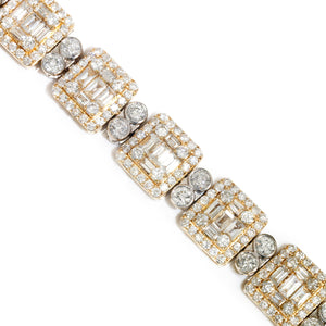 Once Upon A Diamond Bracelet White & Yellow Gold 10.00ctw Invisible Set Round & Baguette Diamond Bracelet Two-Tone Gold