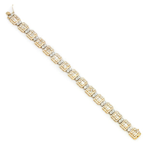 Once Upon A Diamond Bracelet White & Yellow Gold 10.00ctw Invisible Set Round & Baguette Diamond Bracelet Two-Tone Gold