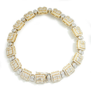 Once Upon A Diamond Bracelet White & Yellow Gold 10.00ctw Invisible Set Round & Baguette Diamond Bracelet Two-Tone Gold