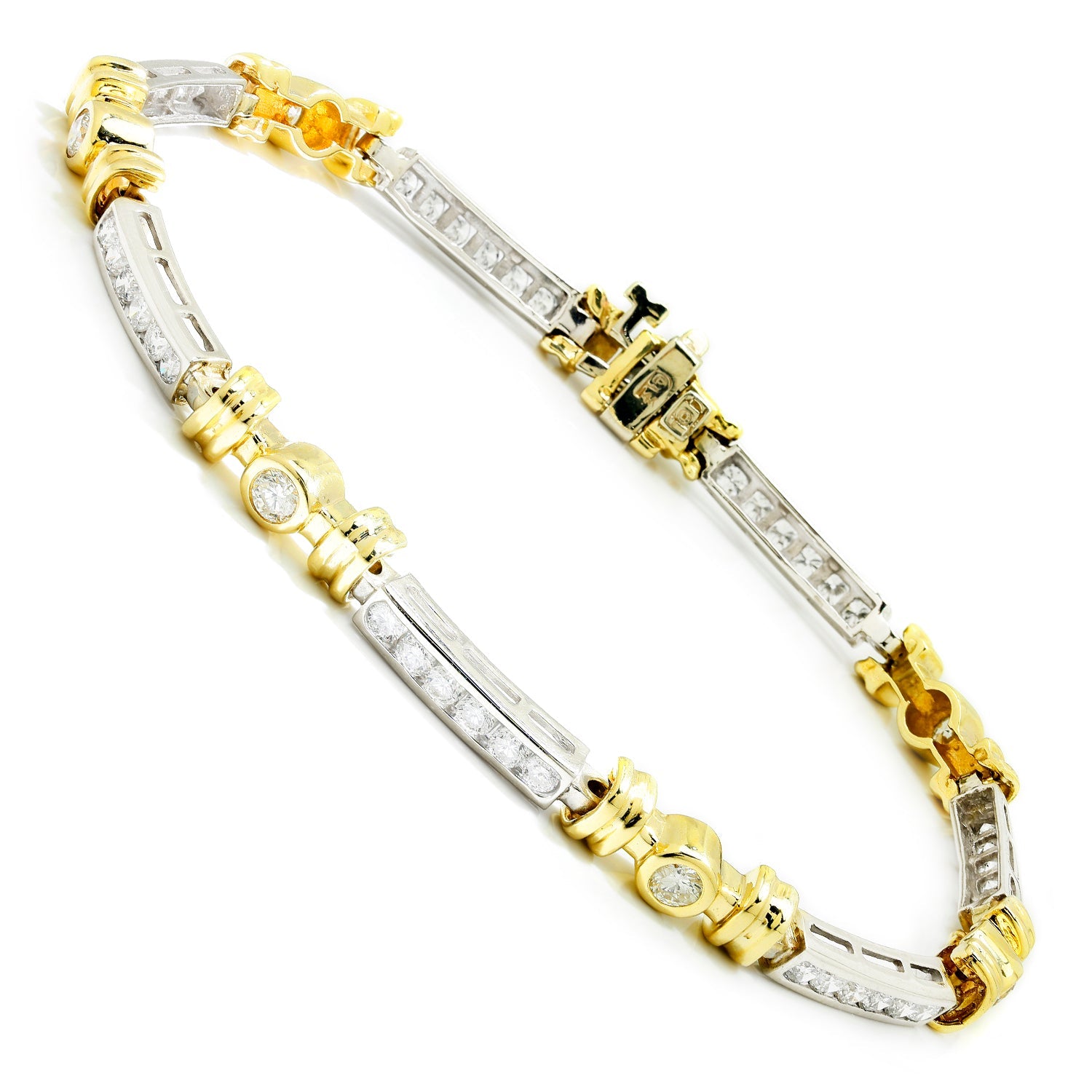 Once Upon A Diamond Bracelet White & Yellow Gold 2.80ctw Round Diamond Tennis Bracelet 14K White & Yellow Gold 7.5"
