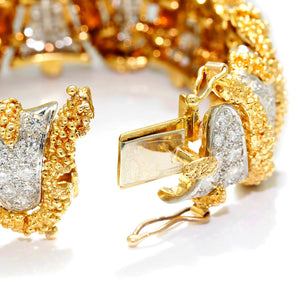 Once Upon A Diamond Bracelet White & Yellow Gold 9.00ctw Round Diamond Link Bracelet 18K White & Yellow Gold 6.25"