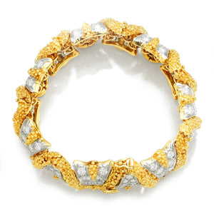 Once Upon A Diamond Bracelet White & Yellow Gold 9.00ctw Round Diamond Link Bracelet 18K White & Yellow Gold 6.25"