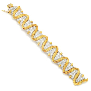 Once Upon A Diamond Bracelet White & Yellow Gold 9.00ctw Round Diamond Link Bracelet 18K White & Yellow Gold 6.25"