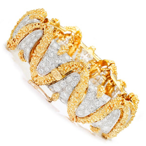 Once Upon A Diamond Bracelet White & Yellow Gold 9.00ctw Round Diamond Link Bracelet 18K White & Yellow Gold 6.25"