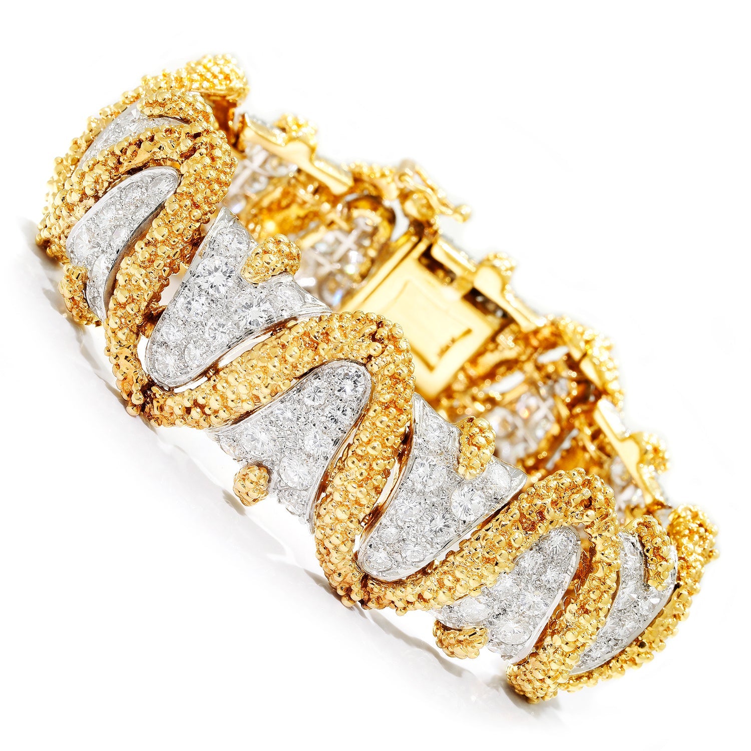 Once Upon A Diamond Bracelet White & Yellow Gold 9.00ctw Round Diamond Link Bracelet 18K White & Yellow Gold 6.25"