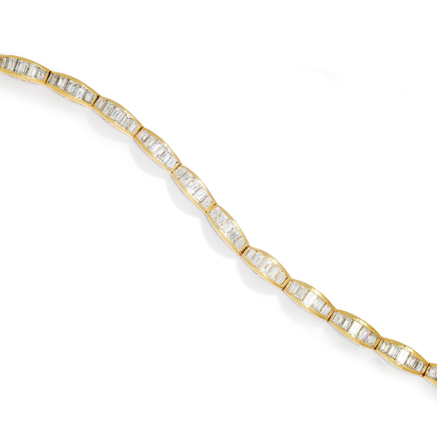 Once Upon A Diamond Bracelet Yellow Gold 7.00ctw Vintage Baguette Diamond Link Tennis Bracelet 18K Yellow Gold