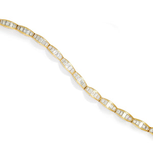 Once Upon A Diamond Bracelet Yellow Gold 7.00ctw Vintage Baguette Diamond Link Tennis Bracelet 18K Yellow Gold