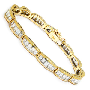 Once Upon A Diamond Bracelet Yellow Gold 7.00ctw Vintage Baguette Diamond Link Tennis Bracelet 18K Yellow Gold
