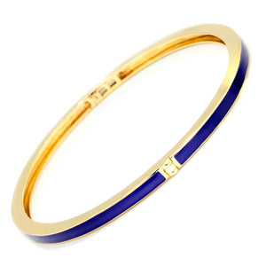 Once Upon A Diamond Bracelet Yellow Gold Blue Enamel Bangle Bracelet with Diamonds 14K Yellow Gold 6.5"
