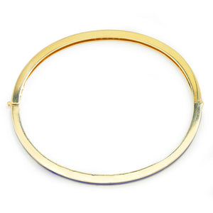 Once Upon A Diamond Bracelet Yellow Gold Blue Enamel Bangle Bracelet with Diamonds 14K Yellow Gold 6.5"