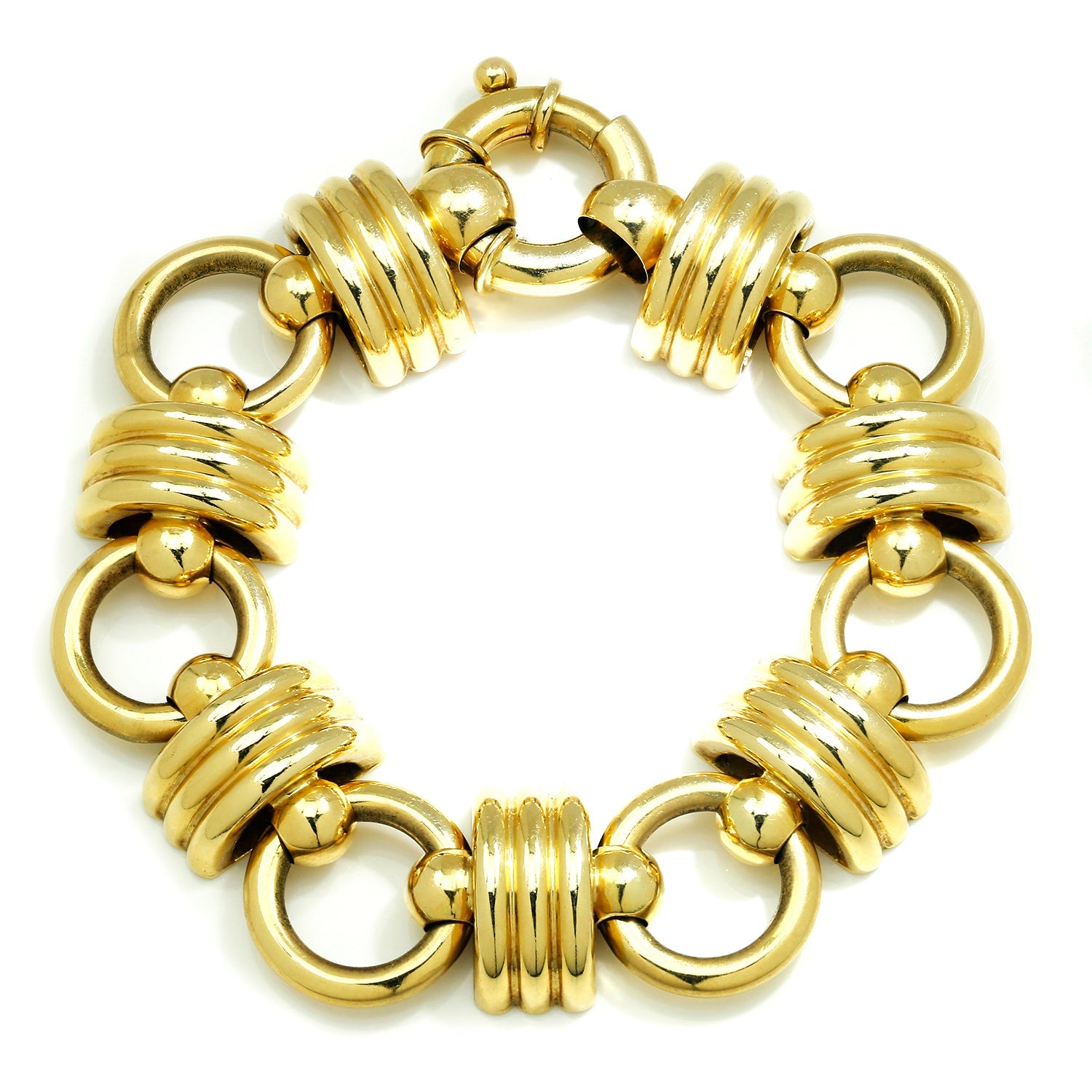 Once Upon A Diamond Bracelet Yellow Gold Gold Ribbed Circle Link Bracelet 8.75" 14K Yellow Gold