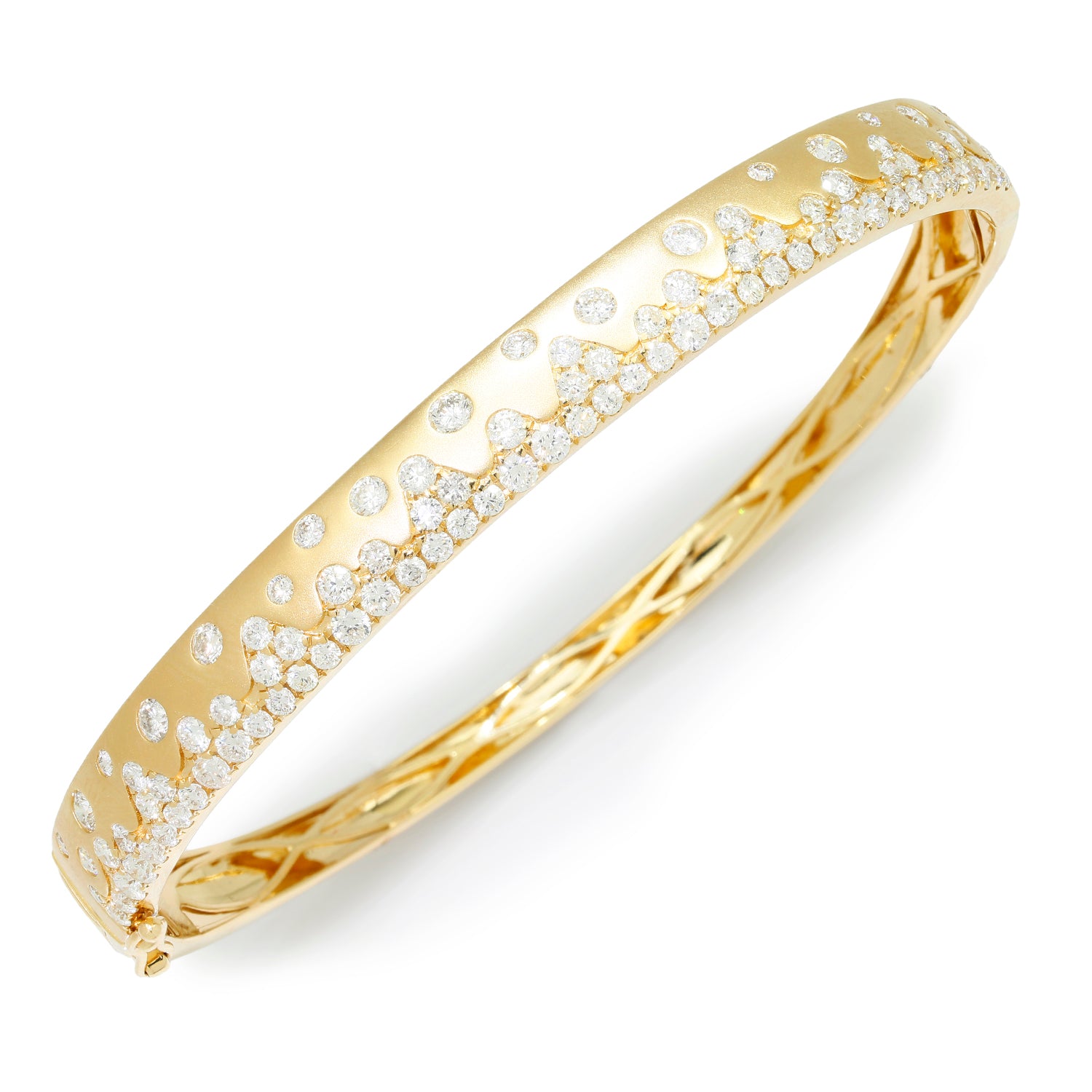 Once Upon A Diamond Bracelet Yellow Gold Round Diamond Stardust Satin Bangle 14Kt Yellow Gold 2.48ctw