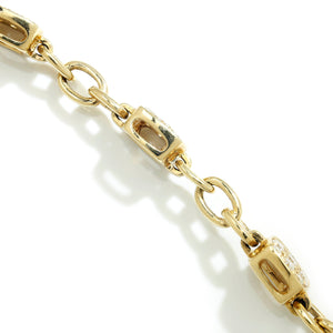 Once Upon A Diamond Bracelet Yellow Gold Round Diamond Station Link Bracelet 14K Yellow Gold 1.02ctw