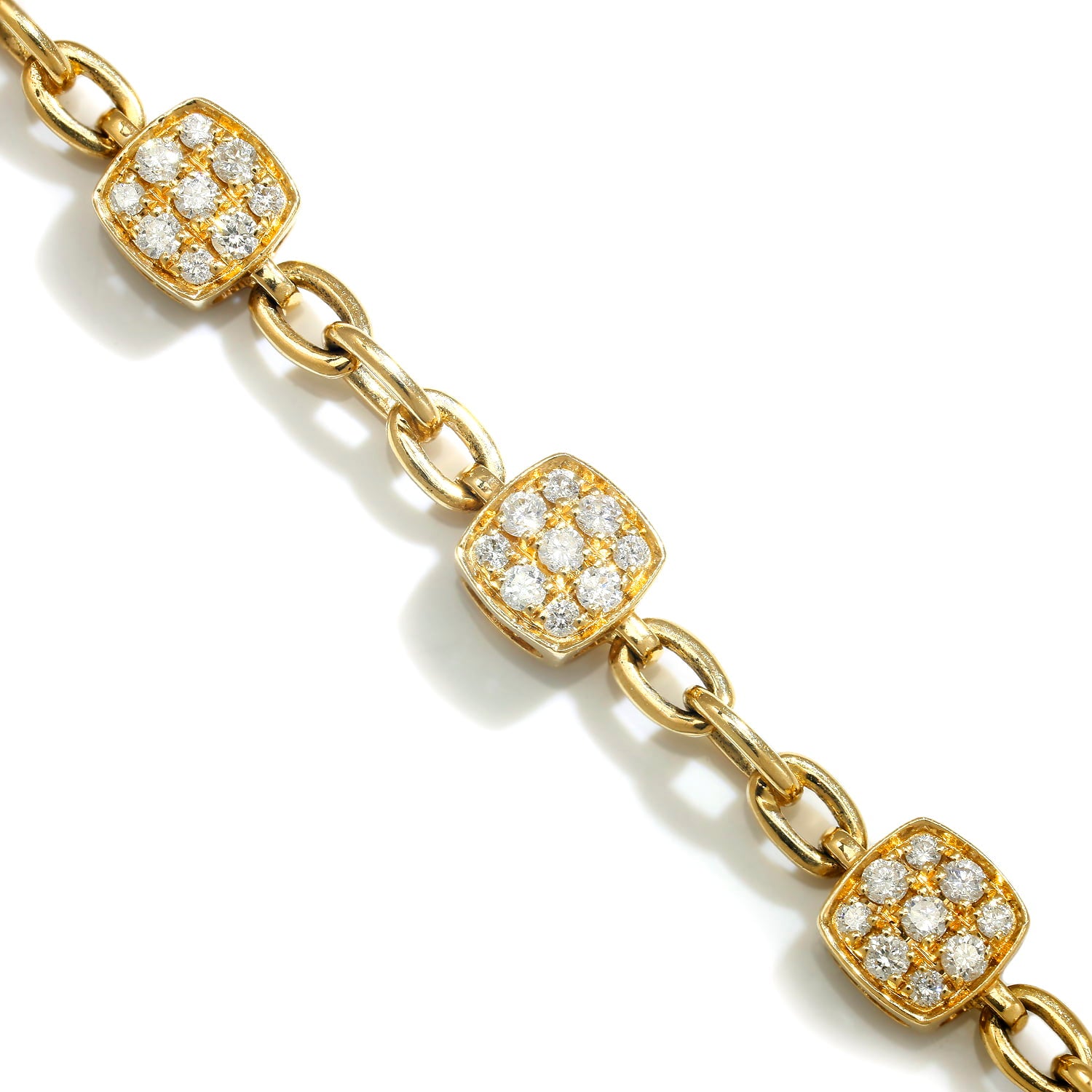 Once Upon A Diamond Bracelet Yellow Gold Round Diamond Station Link Bracelet 14K Yellow Gold 1.02ctw