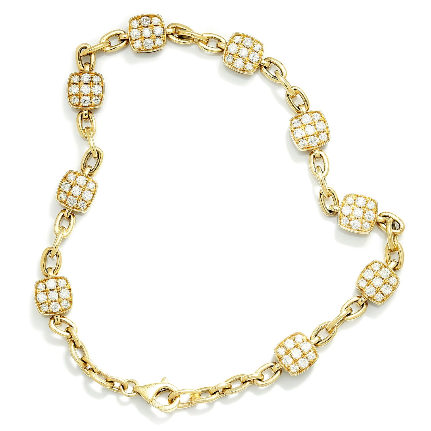 Once Upon A Diamond Bracelet Yellow Gold Round Diamond Station Link Bracelet 14K Yellow Gold 1.02ctw