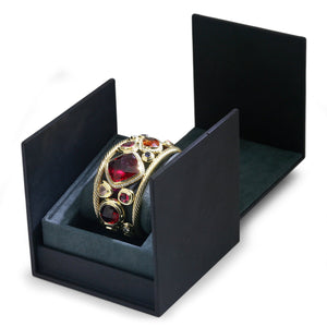 Once Upon A Diamond Bracelet Yellow Gold Signed #001 RARE David Yurman Mosaic Cuff 18K Diamonds & Gems