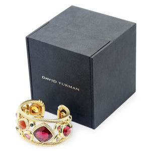 Once Upon A Diamond Bracelet Yellow Gold Signed #001 RARE David Yurman Mosaic Cuff 18K Diamonds & Gems