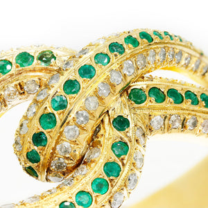 Once Upon A Diamond Bracelet Yellow Gold Vintage Coiled Snake Bangle with Diamonds, Emeralds & Rubies 18K