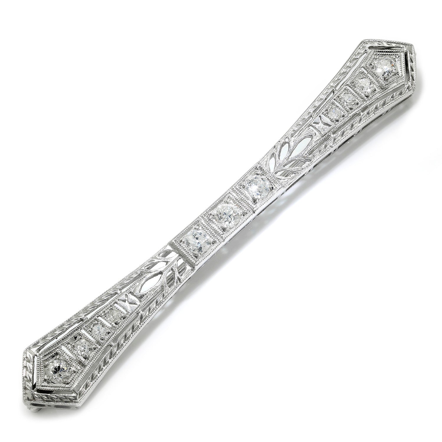 Once Upon A Diamond Brooch Platinum Antique Old Mine Cut Diamond Brooch Pin Platinum 0.50ctw