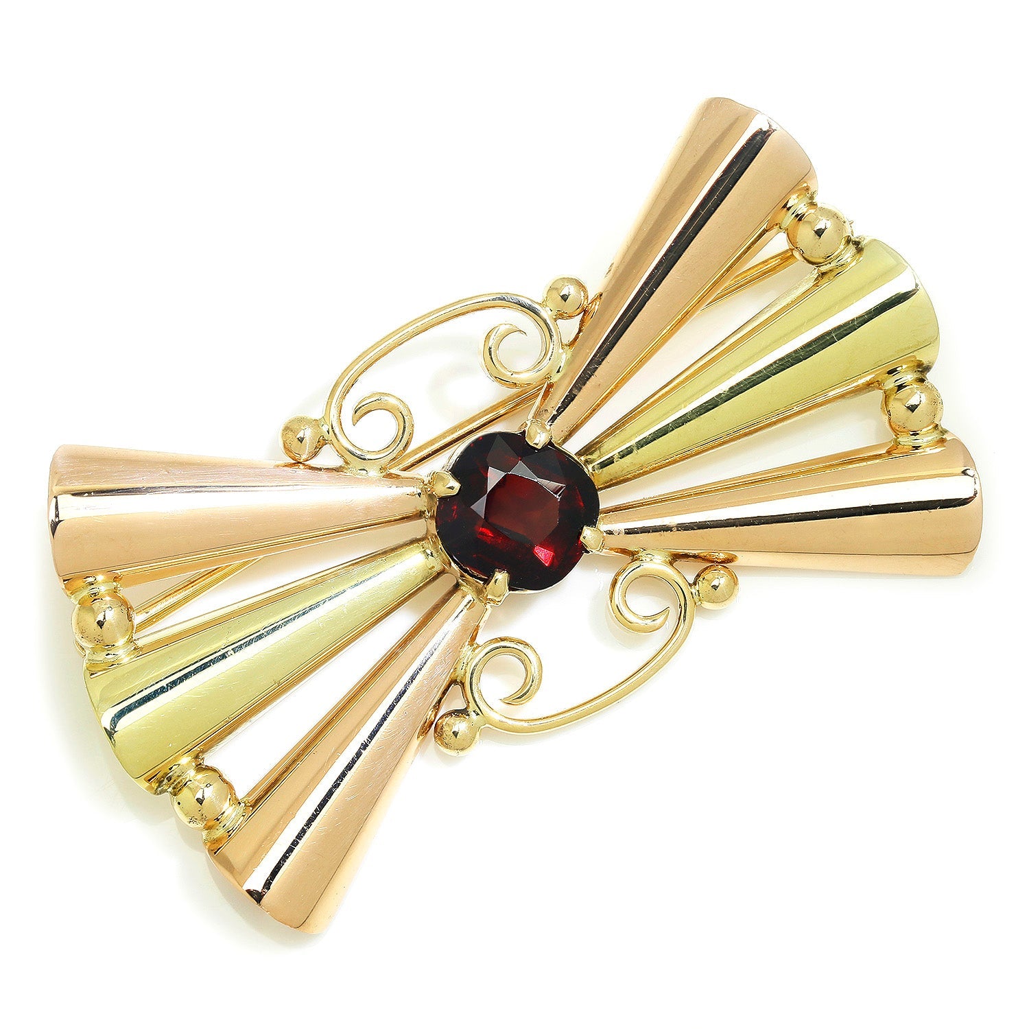 Once Upon A Diamond Brooch Rose & Yellow Gold Vintage Tiffany & Co Garnet Brooch Pin 14K Yellow/Rose Gold
