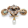 Once Upon A Diamond Brooch Sterling Silver with Yellow & Rose Gold Antique Georgian Snake Brooch Pin with Pearls & Gems
