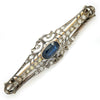 Once Upon A Diamond Brooch White Gold Antique Sapphire & Diamond Open Filigree Brooch Pin 925 14K