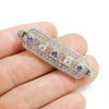 Once Upon A Diamond Brooch White Gold Antique Sapphire & Topaz Open Filigree Brooch Pin 14K White Gold