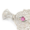 Once Upon A Diamond Brooch White Gold Victorian Ruby Open Filigree Brooch Pin Pendant 14K White Gold