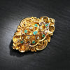 Once Upon A Diamond Brooch Yellow Gold Antique Mourning Jewelry Emerald Brooch with Diamonds Yellow Gold